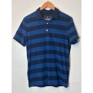 Mutual‎ Weave Short-Sleeved Polo Shirt Blue Stripes Men's Size Small